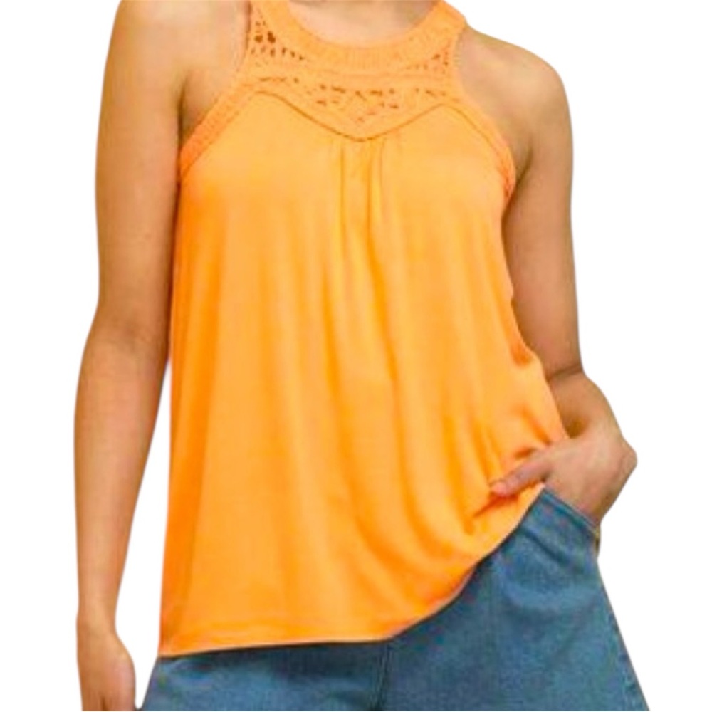 Ricki's Boho Crochet Macrame Yolk Orange Swing Tank Top Size Large New With Tags
